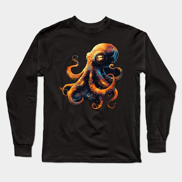 Cosmic Octopus Long Sleeve T-Shirt by PixelPusherArt